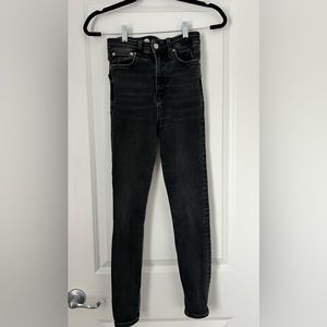 Zara Black-washed Denim High Rise Skinny Jean